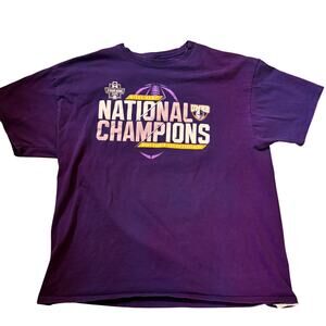 NCAA UMHB Stagg Bowl National Champions Texas Purple T-Shirt Men's Size XL